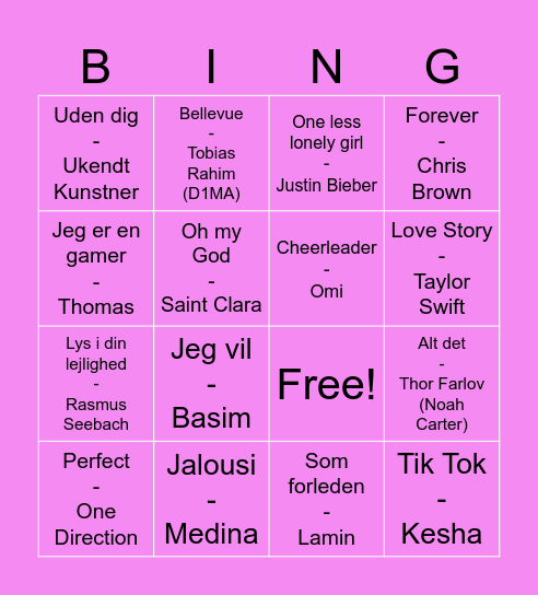 Musik bingo Card