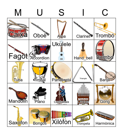 Instruments Bingo Card