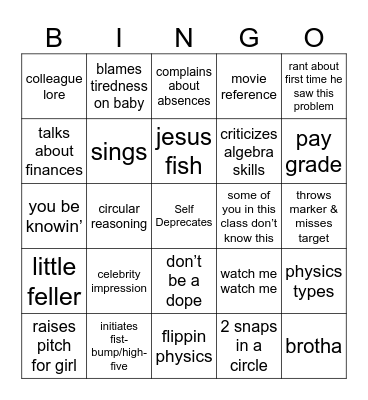 Coolidge Counter 5000 Bingo Card