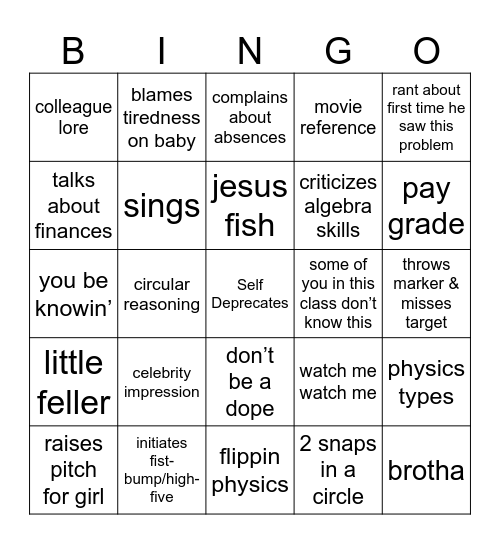 Coolidge Counter 5000 Bingo Card