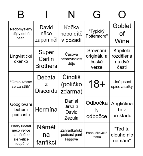 Kocouři paní Figgové Bingo Card
