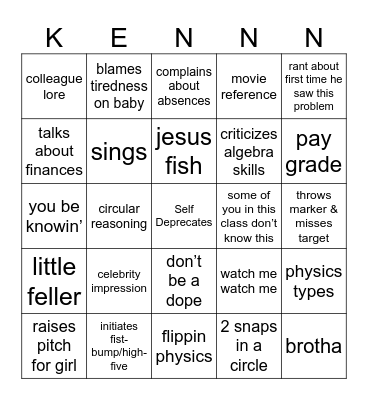 Coolidge Counter 5000 Bingo Card