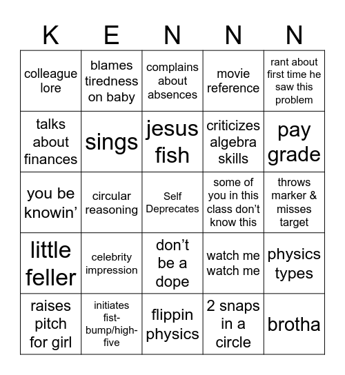 Coolidge Counter 5000 Bingo Card