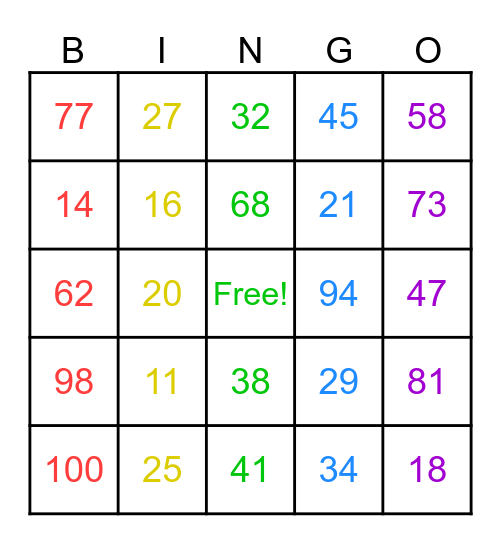 Butterfly Bingo Card