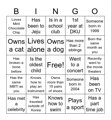 Ice Breaker Bingo Card