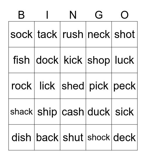 -ck -sh Bingo Card