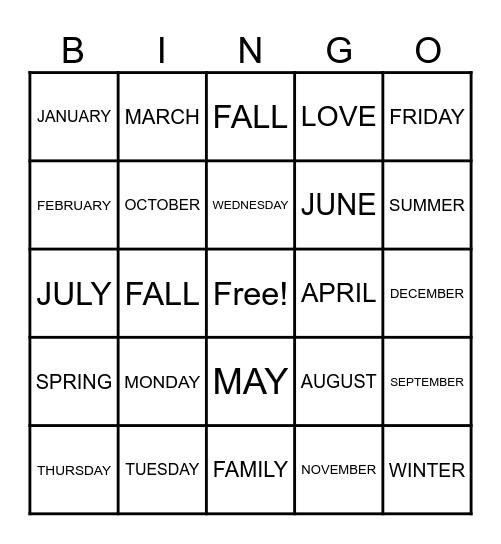 Untitled Bingo Card