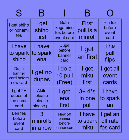 Singing City! Bingo Card