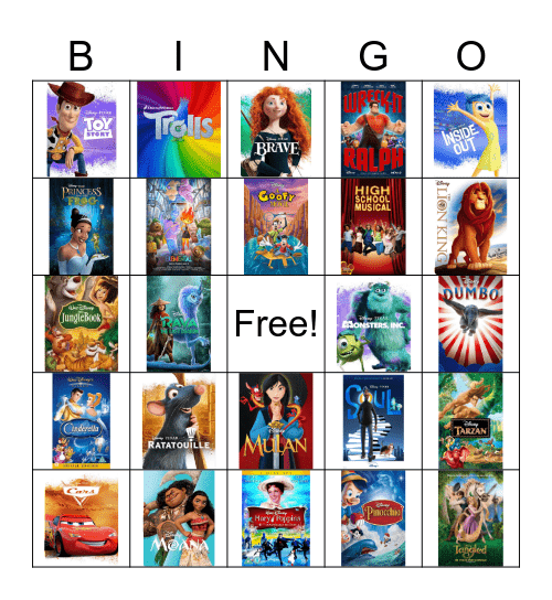 Disney Movies Bingo Card