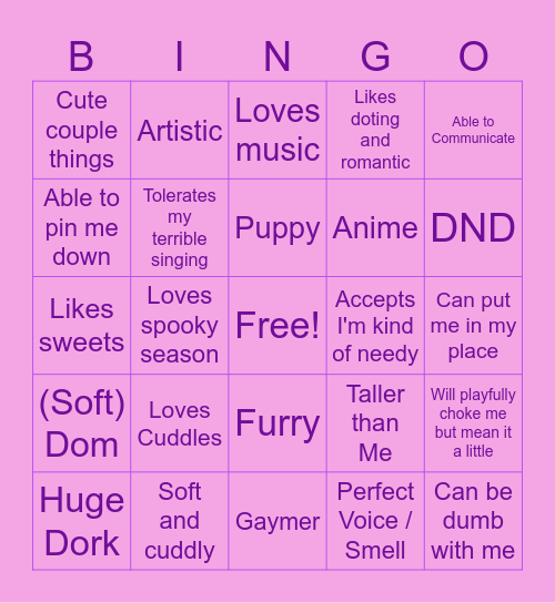 Are You Kazu's Type? 🐶 Bingo Card