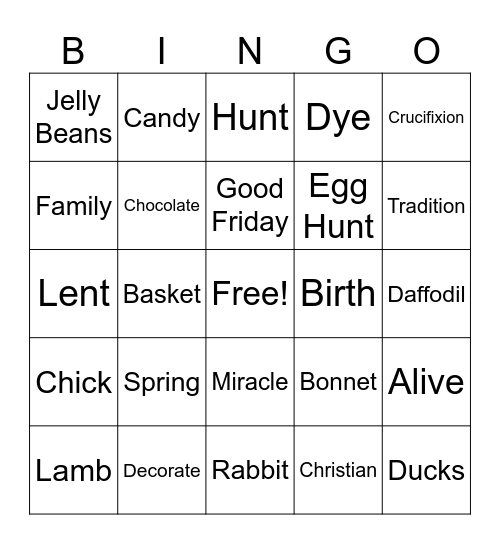 Easter Bingo 2024 Bingo Card