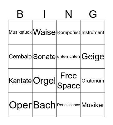 Johann Sebastian Bingo Card