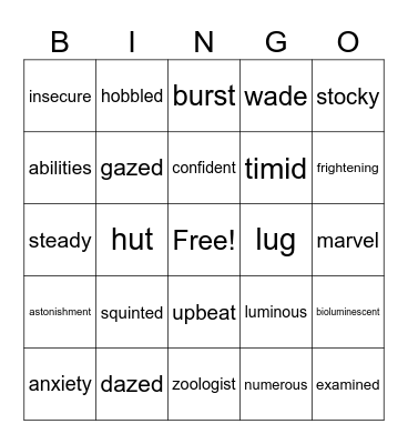 4th Grade Vocab Bingo Card