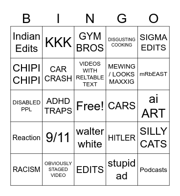 INSTAGRAM BINGO Card