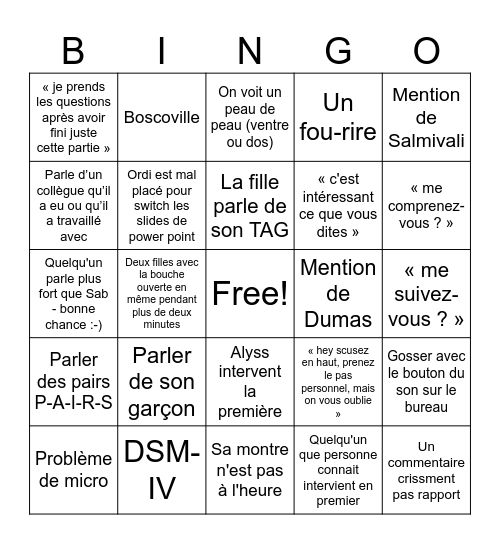 Secret Bingo Card