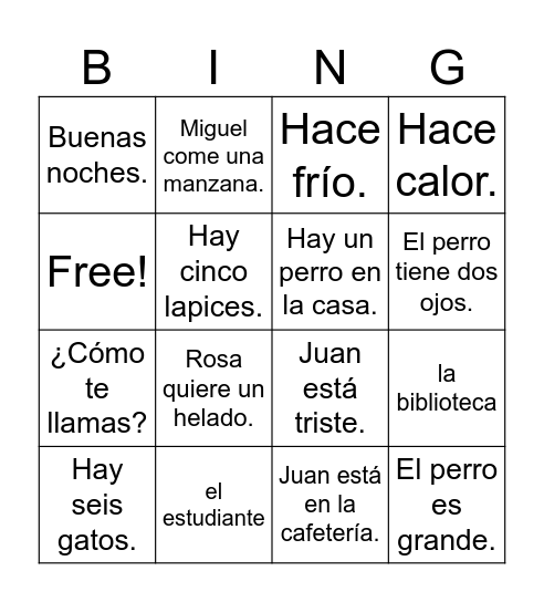 3rd grade Bingo Card
