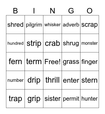 R- Controlled vs R-Blend Bingo Card