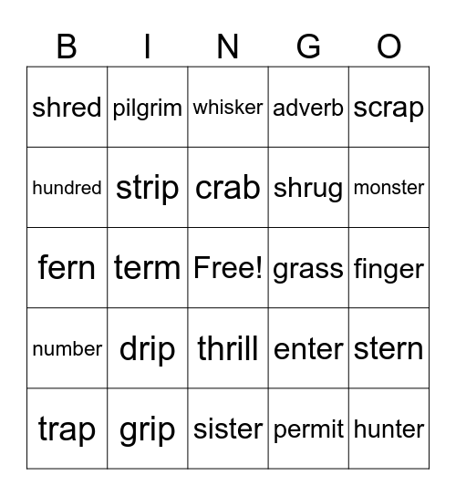 R- Controlled vs R-Blend Bingo Card