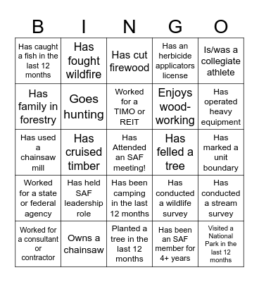 WSSAF 2024 BINGO Card