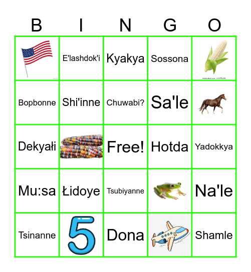 Shiwi'ma Bena: Bingo Card