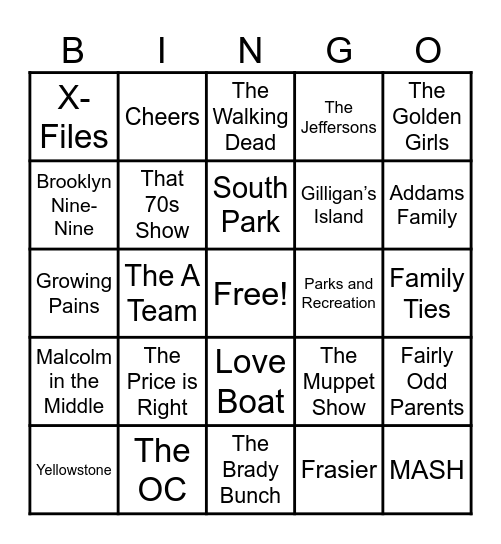 THEME SONGS Bingo Card