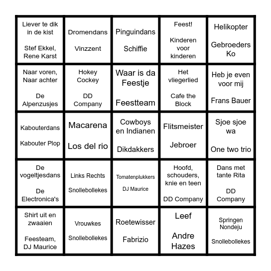 Muziek bingo! Bingo Card