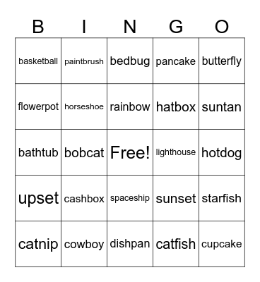 Compound Words Bingo Card