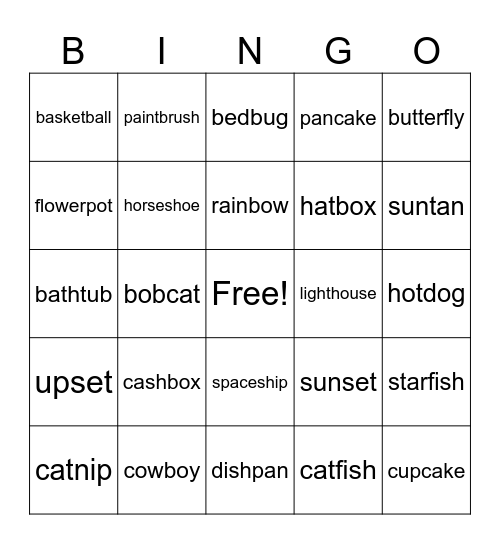 Compound Words Bingo Card