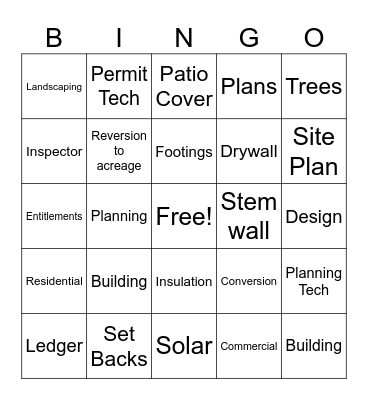 Building and Planning Bingo Card