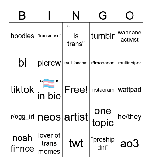 truscute phase Bingo Card