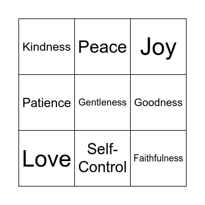 Fruits of the Spirit Bingo Card