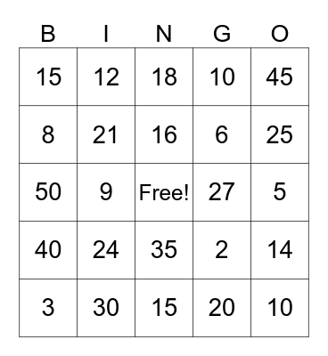 Multiplication Bingo! 2s, 3s, 5s Bingo Card