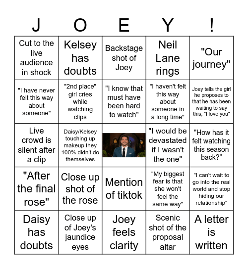 Bachelor finale BINGO Card