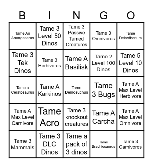 Ark Lockout Bingo Card