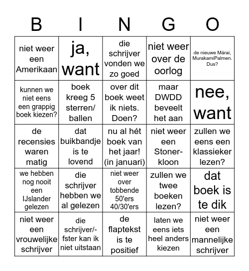 leesclub bingo  Bingo Card