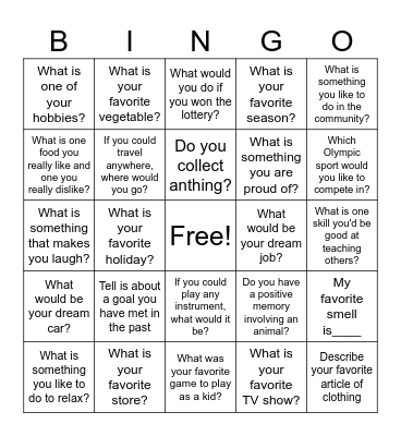 Get To Know You Bingo Card