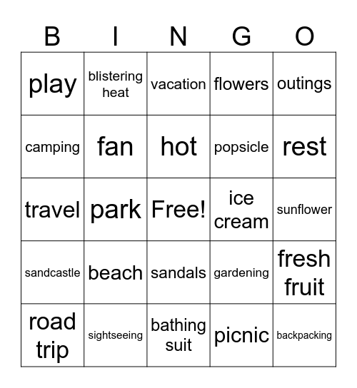 SUMMER TIME Bingo Card