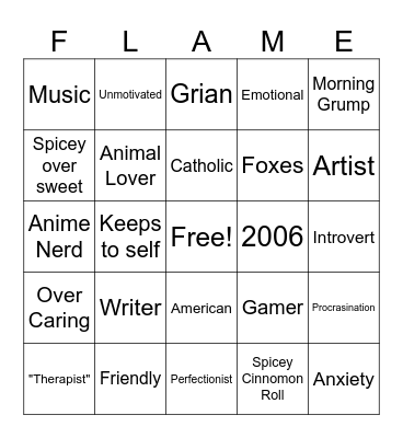 Flame's Bingo Card