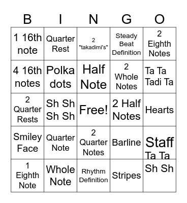 Rhythm Egg Hunt Bingo Card