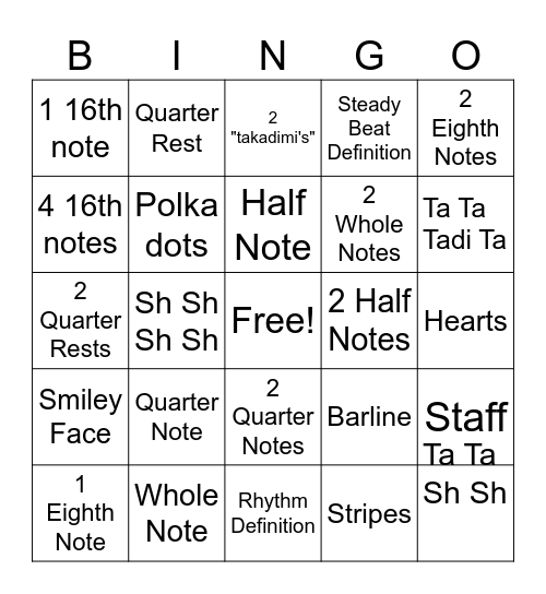 Rhythm Egg Hunt Bingo Card