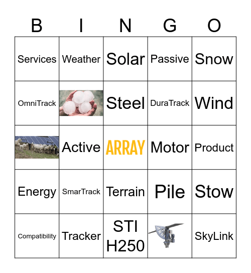 Array Product Bingo Card