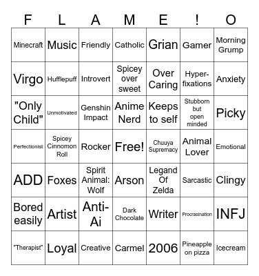 Flame's Bingo Card