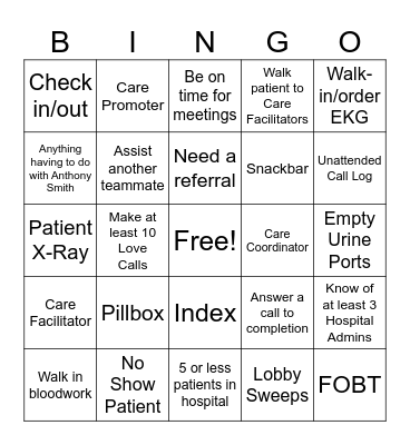 JenCare Bingo Card