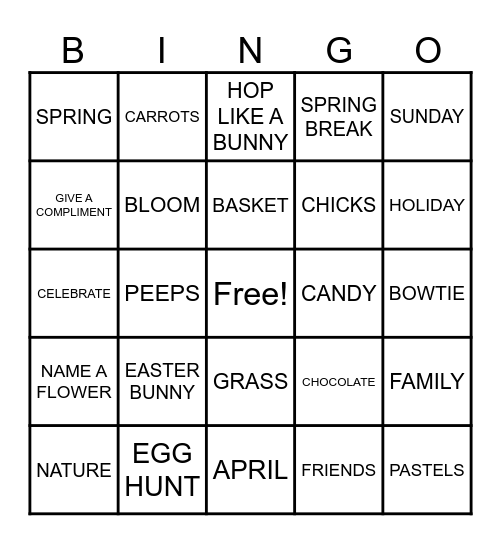 EASTER BINGO Card