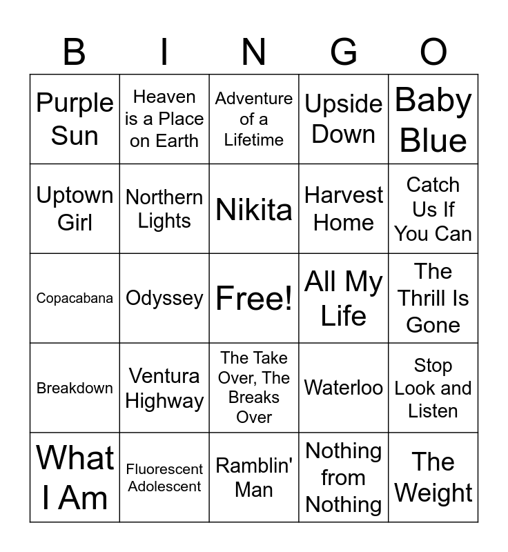 Hodgepodge 3A Bingo Card