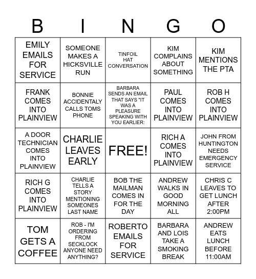 LI LOCKSMITH BINGO Card