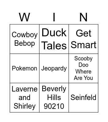 TV Theme Songs Bingo Card