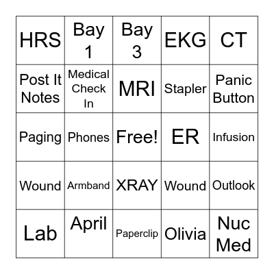 Patient Access Week Bingo Card