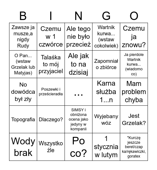 szer. ppchor. Wartnik 1pl/24kp Bingo Card