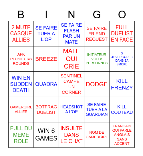 BINGO VALORANT Bingo Card